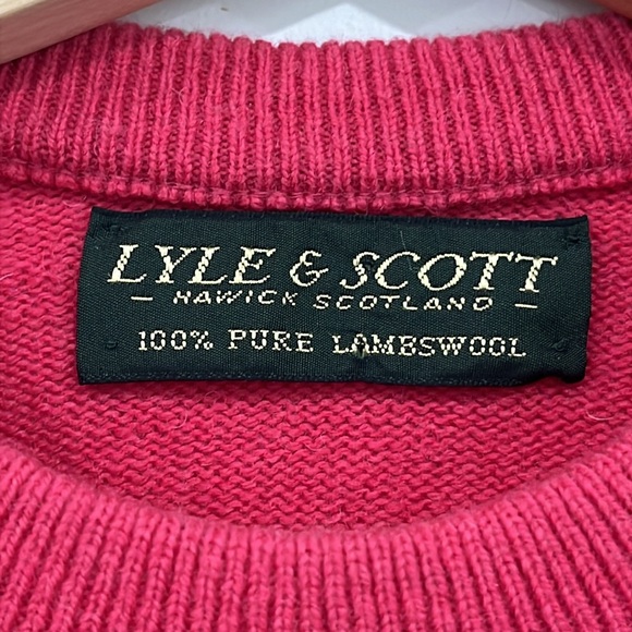 Lyle & Scott Hawick Scotland Lambswool Crewneck Golf Raspberry Red Oversized M - Picture 5 of 11